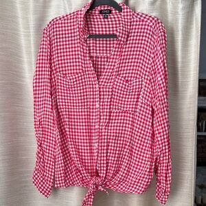 Jones New York Pink Checkered Blouse